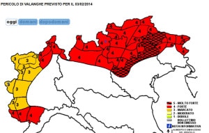Bollettino valanghe Aineva per la giornata di oggi  (Photo Aineva.it)Bollettino valanghe Aineva per la giornata di oggi  (Photo Aineva.it)