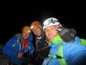 Spini, Masé e Mottini in vetta al Fitz Roy (Photo pagina Facebook Mirko Masè)