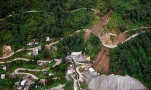 An aerial view of the 18 September, 2012 earthquake-affected areas on the outskirts of Gangtok. Image: AFP
