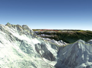 Kangchenjunga e di fronte il Talung (Immagine Google Earth)