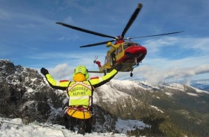 Intervento con l'elicottero del Soccorso Alpino (Photo Juri Baruffaldi courtesy of Cnsas Lombardia)