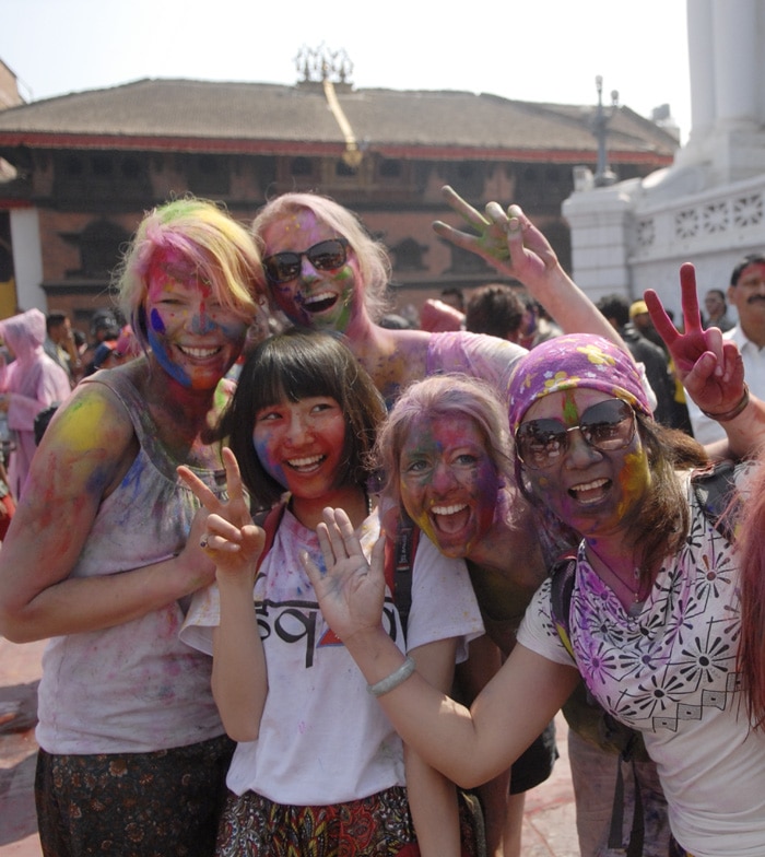 Holi _tourist enjoying