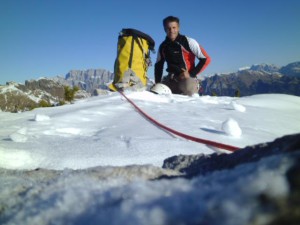 Marco Anghileri in cima allo Spiz di Lagunaz (Photo Facebook Marco Anghileri)