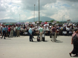 Tourists heading towards their destination after landing at TIA. Filephoto/asisbiz.com 