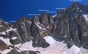 Le vie di salita al Dôme de neige des Écrins dal versante sud-ovest (Photo Paul Billon-Grand/Herve Sergeraert/Vallouimages courtesy of CamptoCamp)