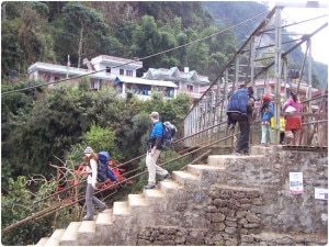 Foreign tourist on their way to Birethanti along the Annapurna Trekking route. File photo. Photo source: www.peakpromotionnepal.com