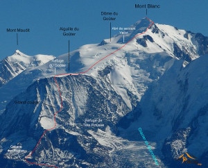 Monte Bianco, la via normale francese (Photo Christian courtesy of CamptoCamp/Wikimedia Commons)