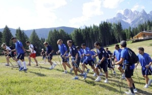 I giocatori della Lazio durante il ritiro estivo ad Auronzo di Cadore (Photo courtesy of auronzomisurina.it)