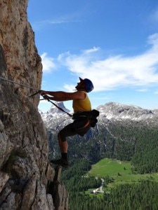 Oliviero Bellinzani sulla ferrata alpini Col dei Bos