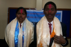 Felicitated climbers duo Anand and Poorna. Image: facebook post