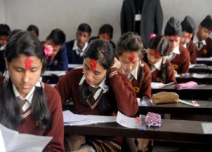 Students taking part at the SLC examination. Image:nepalidispatch.com