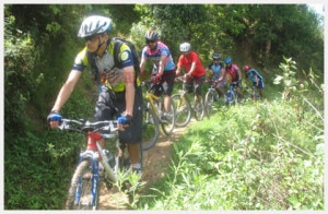 Sports enthusiastic enjoying cycling in Shivapuri National Park.