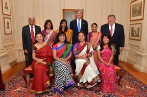 Nepali Women climbers during a meeting with US Secretary of State John Kerry in Washington. Also seen in the image are US Ambassador to Nepal Peter Bodde (right) and Acting Ambassador of Nepal to America Rishi Ram Ghimire. Image Courtesy: US Department of State.