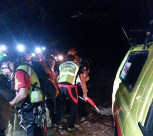 Intervento in notturna del Soccorso Alpino (Photo courtesy of Cnsas Lombardia)