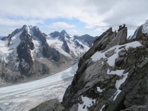 la cima della Petite Aiguille Verte e sullo sfondo l'Aiguille d'Argentiere (Foto M. Soregaroli)