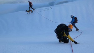 Soccorritori alla ricerca della guida e del ragazzo dispersi sul Bianco (Photo courtesy lastampa.it)