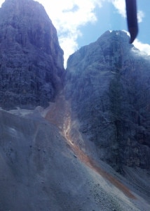 La frana staccatasi ieri sul Monte Pelmo (Photo courtesy of Cnsas Veneto)