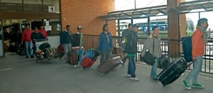 In this file photo, Nepali migrant workers seen queuing at Tribhuvan International Airport in Kathmandu to board flights for Afghanistan. Image source:Image source: blogofnepal.com