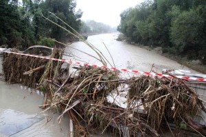 Strada chiusa per l'invasione di detriti (Photo courtesy of Ansa)