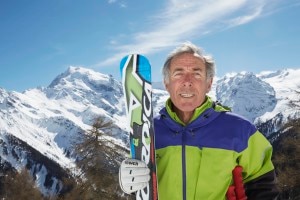 Gustav Thoeni oggi con lo Stelvio & Ortles sullo sfondo