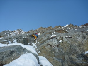 Luca Godenzi nel diedro lungo lo scudo (photo Tito Arosio e Luca Godenzi)