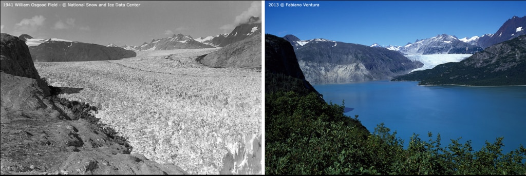 Un esempio di foto comparativa della spedizione in Alaska del 2013