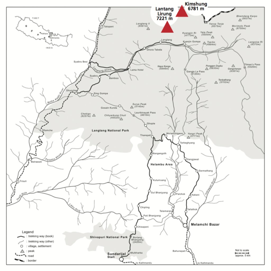 Kimshung (6781mt) ed il Langtang Lirung (7227mt)