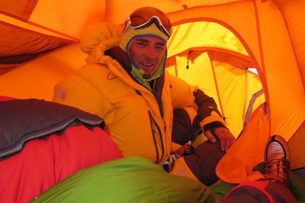 In tenda a Colle Sud