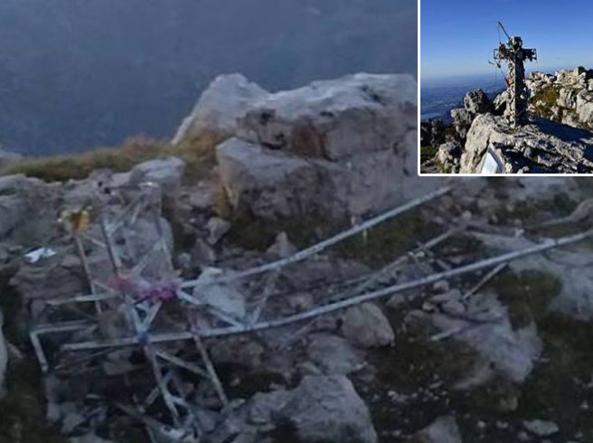 La croce di vetta della Grignetta abbattuta @Corriere della Sera