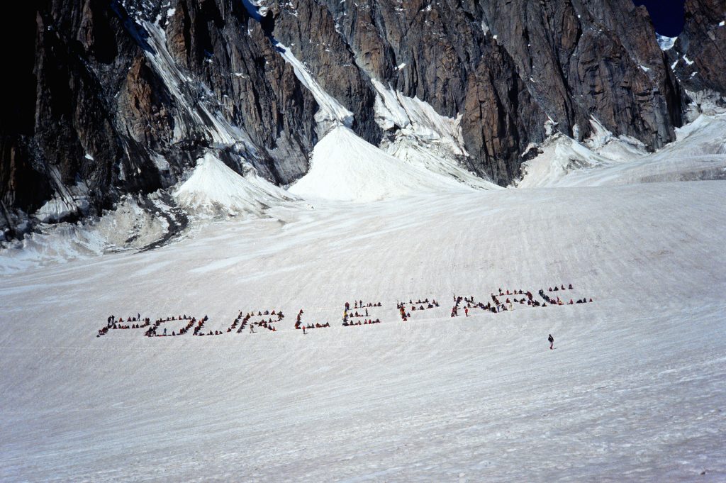 1989, Vallée Blanche, manifestaziome Mountain Wilderness – A. Gogna/K3