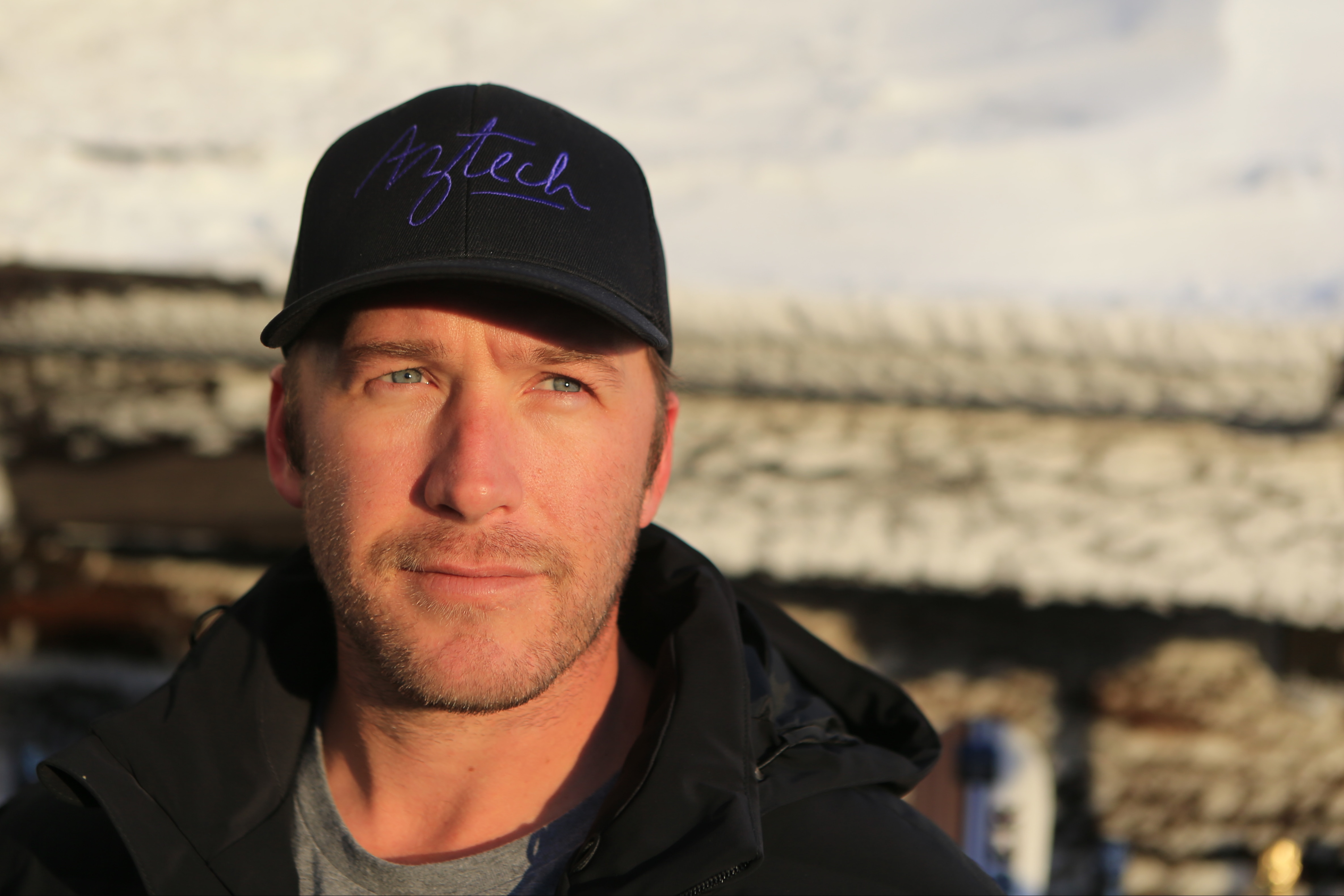 Bode Miller in family at Paganella in Trentino, Italy to present Bomber skis.. US Olympic Bode Miller in family with his wife Morgan Beck and journalists are seen at the Paganella, in Trentino, on February 3, 2017.