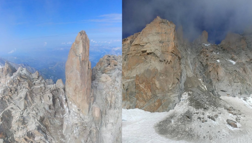 monte bianco, arête des cosmiques, crollo, frana