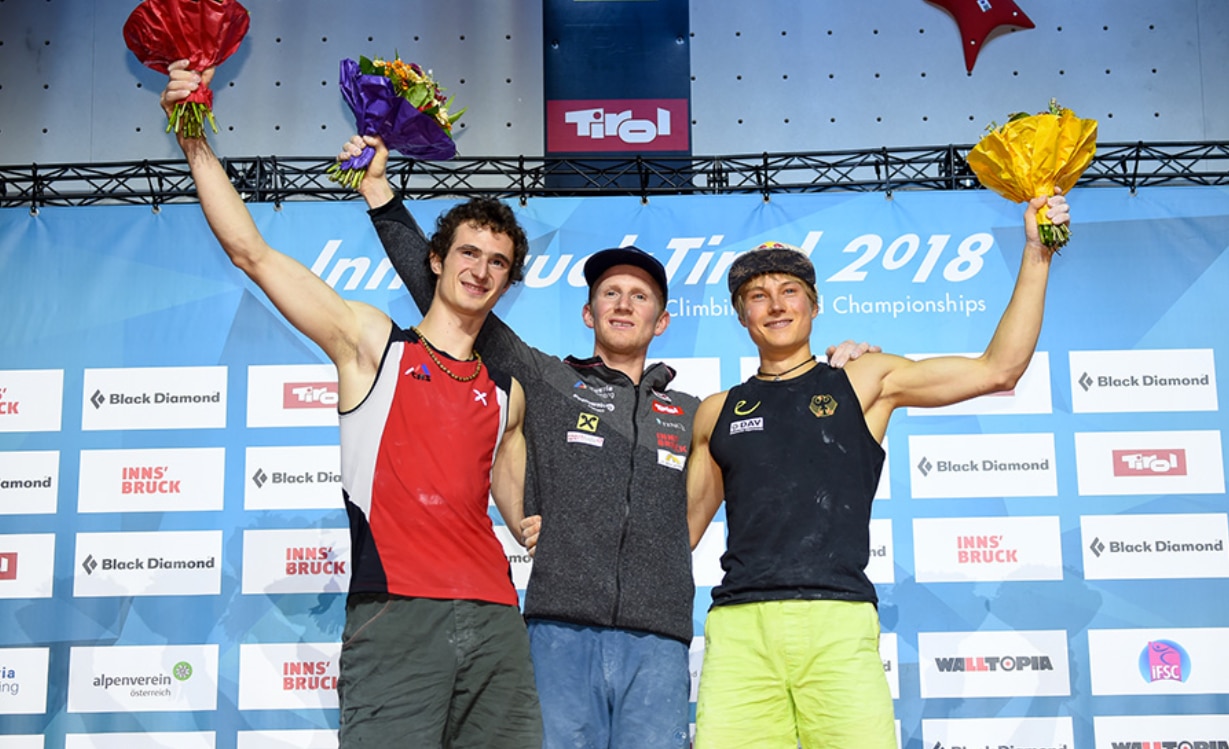 arrampicata sportiva, lead, mondiali di Innsbruck 2018, Jakob Schubert, Adam Ondra, Alexander Megos