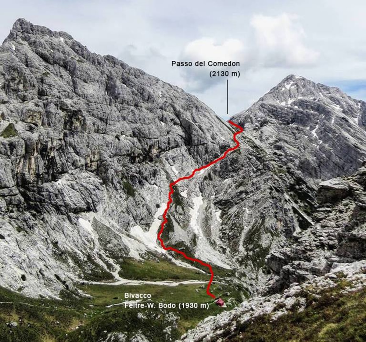 Alta Valle del Mis, Feltrino, Passo del Comedón