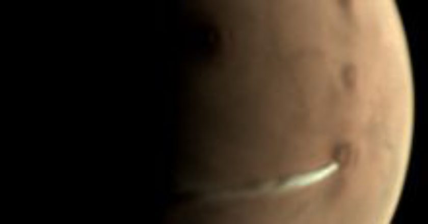 Arsia Mons, Marte, pennacchio, vulcano, nube di ghiaccio, condensazione, ESA, spazio