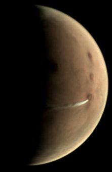 Arsia Mons, Marte, pennacchio, vulcano, nube di ghiaccio, condensazione, ESA, spazio
