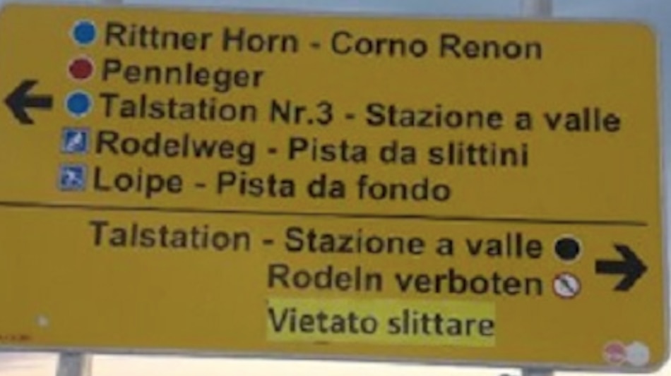 Emily Formasano, incidente, slittino, Renon, Alto Adige, cartellonistica