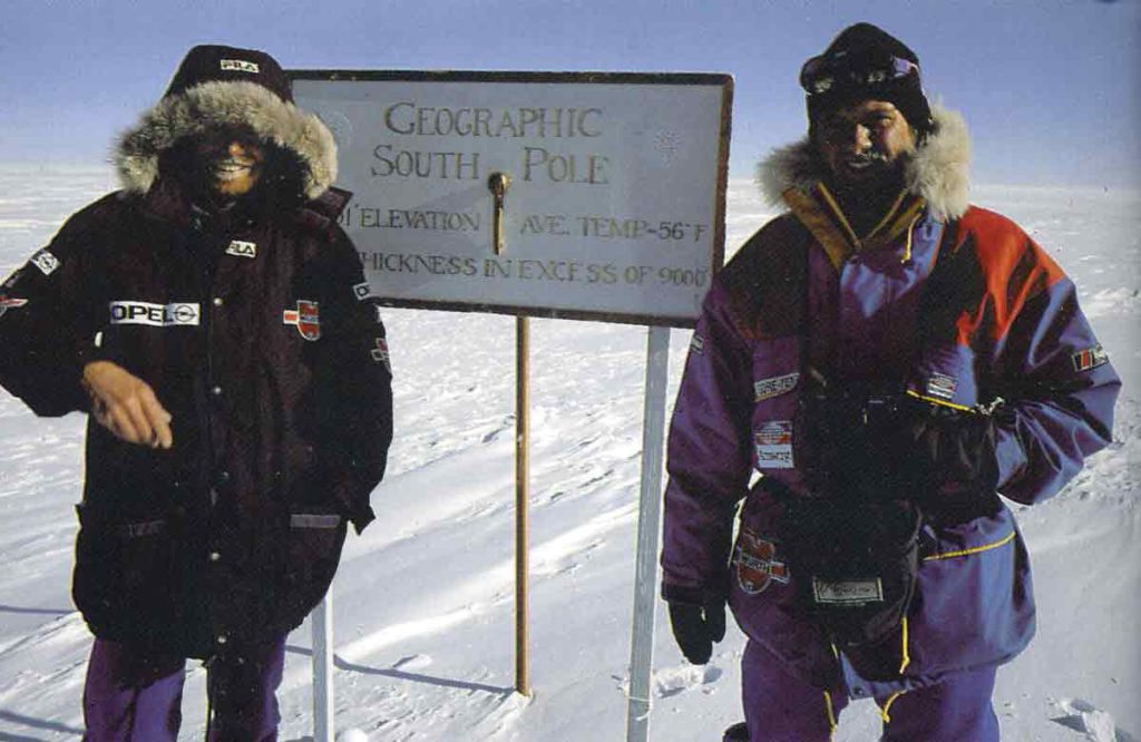 Reinhold Messner e Arved Fuchs al Polo Sud. Foto dal libro  "Oltre il Limite" di Reinhold Messner