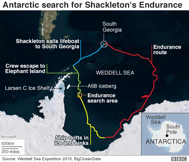 Il percorso compiuto dalla rompighiaccio SA Agulhas II - Fonte: Weddel Sea Expedition 2019, Big Ocean Data