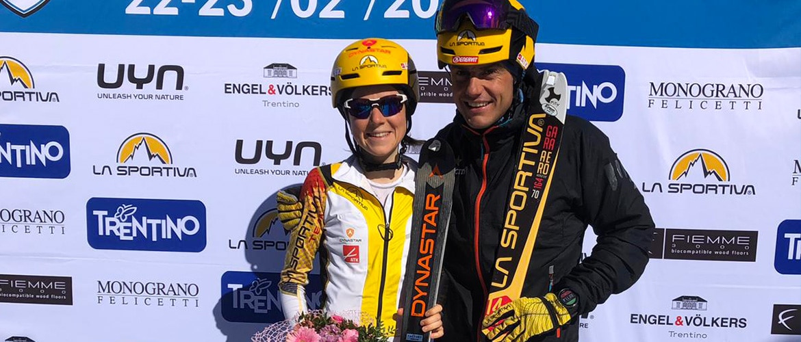 Axelle Gachet-Mollaret e Michele Boscacci vincitori dell'Epic Ski Tour. Foto Epic Ski Tour