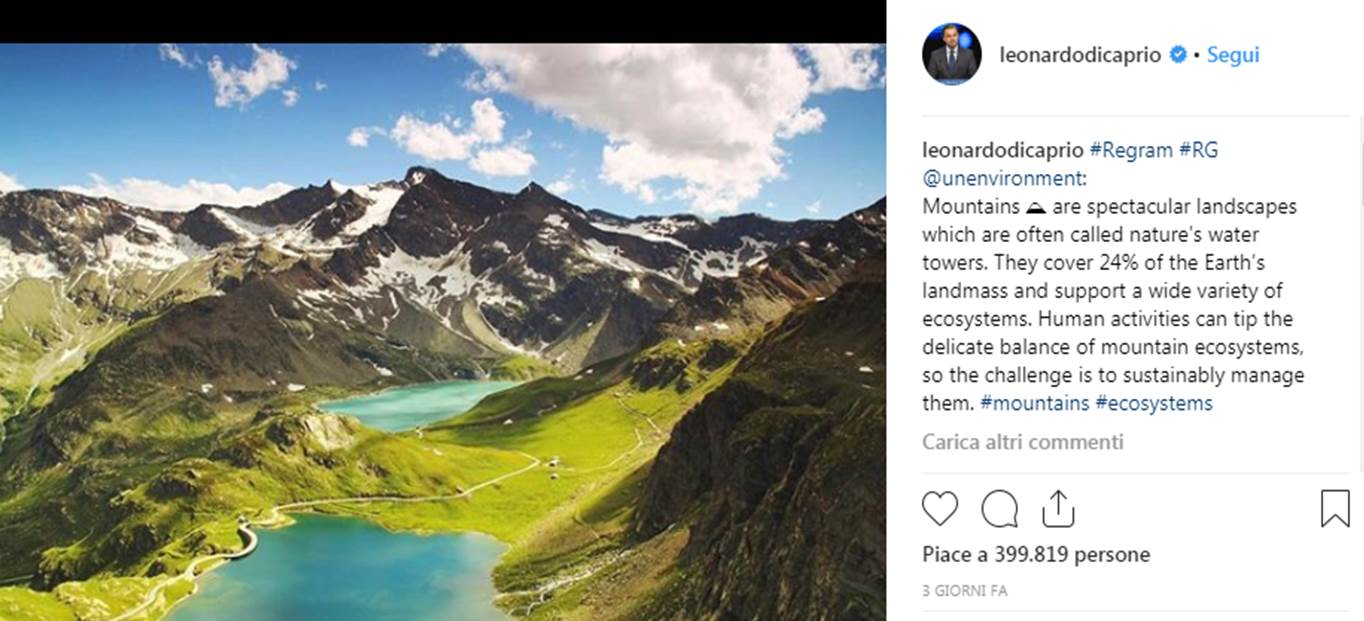 Leonardo Di Caprio, Colle del Nivolet, Piemonte, Valle d'Aosta, Gran Paradiso, Hollywood, turismo ecosostenibile