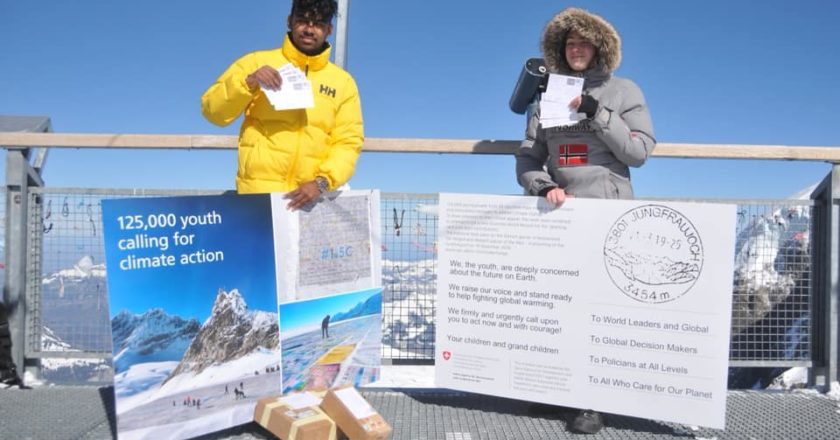ghiacciaio Aletsch, Jungfraujoch , svizzera, climate change, cambiamento climatico, giovani, protesta, postcard