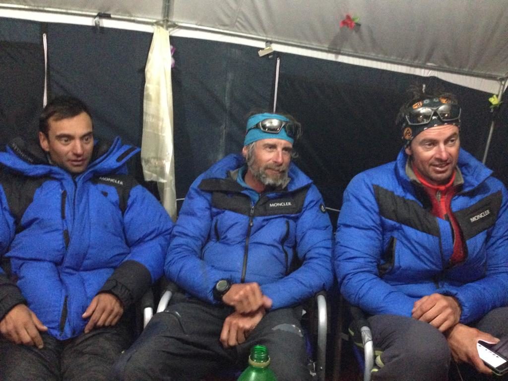 Daniele Nardi, Michele Cucchi e Simone Origone al campo base del K2 nel 2014
