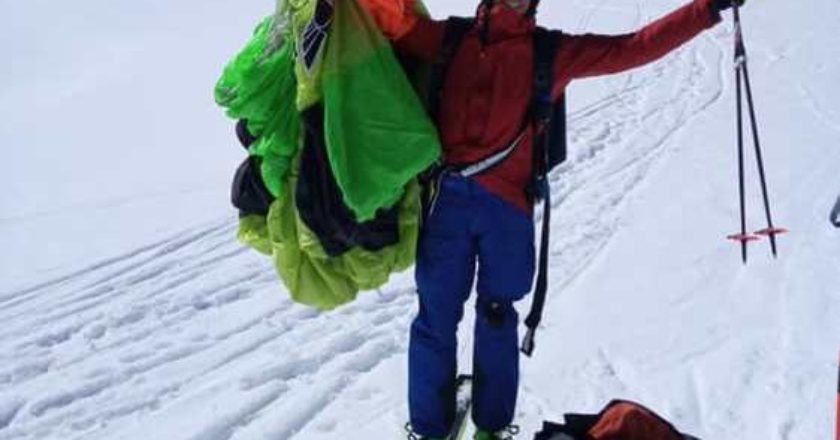 matthias giraud, base jumper, sci, ski base jump, monte bianco
