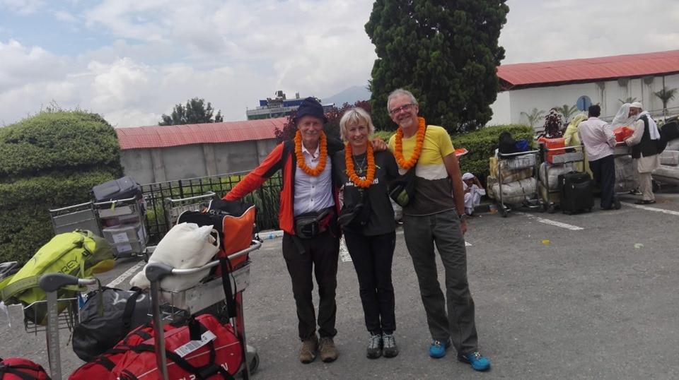 Erri, Nives e Romano a Kathmandu. Foto Facebook Meroi-Benet