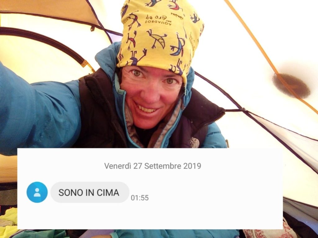 Il messaggio di Cristina Piolini dalla vetta.