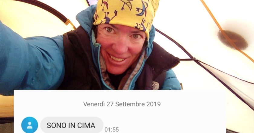Il messaggio di Cristina Piolini dalla vetta.