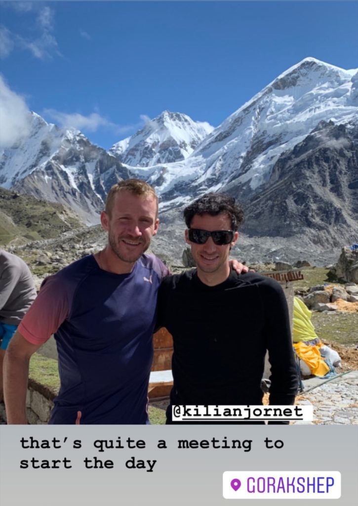Oswald Rodrigo Pereira con Kilian Jornet a Gorak Shep - Story Instagram 07/09/2019 @Oswald Rodrigo Pereira