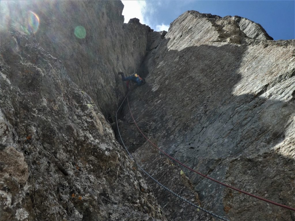 Giovanni Pagnoncelli in azione sulla Punta della Rossa. Foto Marcello Sanguineti