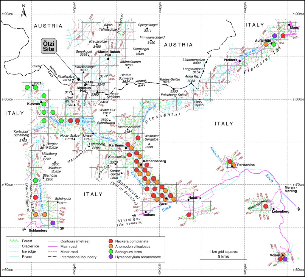 La mappa di distribuzione delle briofite analizzate dal team del prof. Dickinson - Foto Plos One